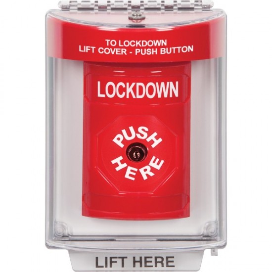 SS2030LD-EN STI Red Indoor/Outdoor Flush Key-to-Reset Stopper Station with LOCKDOWN Label English