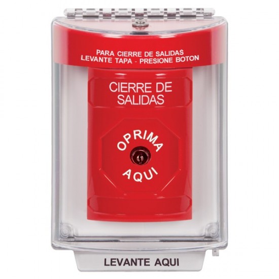 SS2030LD-ES STI Red Indoor/Outdoor Flush Key-to-Reset Stopper Station with LOCKDOWN Label Spanish