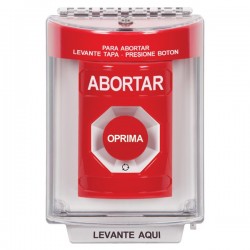 SS2031AB-ES STI Red Indoor/Outdoor Flush Turn-to-Reset Stopper Station with ABORT Label Spanish