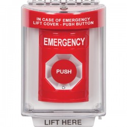 SS2031EM-EN STI Red Indoor/Outdoor Flush Turn-to-Reset Stopper Station with EMERGENCY Label English SS2031EM-EN STI Red Indoor/Outdoor Flush Turn-to-Reset Stopper Station with EMERGENCY Label English