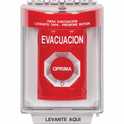 SS2031EV-ES STI Red Indoor/Outdoor Flush Turn-to-Reset Stopper Station with EVACUATION Label Spanish