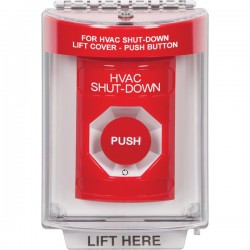 SS2031HV-EN STI Red Indoor/Outdoor Flush Turn-to-Reset Stopper Station with HVAC SHUT DOWN Label English