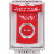 SS2031PO-EN STI Red Indoor/Outdoor Flush Turn-to-Reset Stopper Station with EMERGENCY POWER OFF Label English
