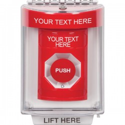 SS2031ZA-EN STI Red Indoor/Outdoor Flush Turn-to-Reset Stopper Station with Non-Returnable Custom Text Label English