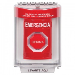 SS2032EM-ES STI Red Indoor/Outdoor Flush Key-to-Reset (Illuminated) Stopper Station with EMERGENCY Label Spanish