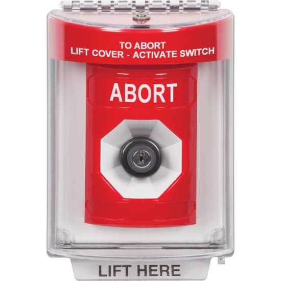 SS2033AB-EN STI Red Indoor/Outdoor Flush Key-to-Activate Stopper Station with ABORT Label English