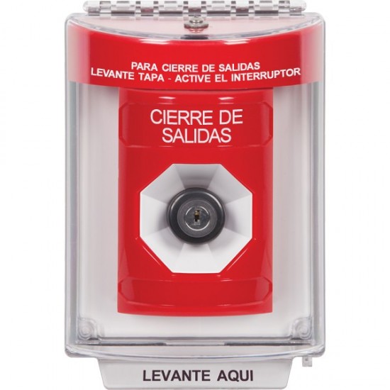 SS2033LD-ES STI Red Indoor/Outdoor Flush Key-to-Activate Stopper Station with LOCKDOWN Label Spanish