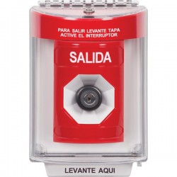 SS2033XT-ES STI Red Indoor/Outdoor Flush Key-to-Activate Stopper Station with EXIT Label Spanish
