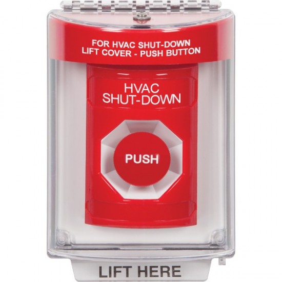 SS2034HV-EN STI Red Indoor/Outdoor Flush Momentary Stopper Station with HVAC SHUT DOWN Label English