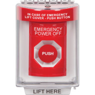 SS2034PO-EN STI Red Indoor/Outdoor Flush Momentary Stopper Station with EMERGENCY POWER OFF Label English