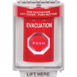SS2035EV-EN STI Red Indoor/Outdoor Flush Momentary (Illuminated) Stopper Station with EVACUATION Label English