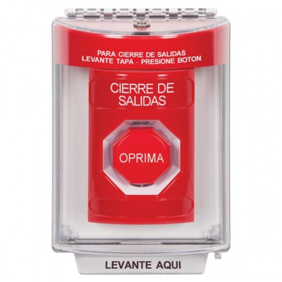 SS2035LD-ES STI Red Indoor/Outdoor Flush Momentary (Illuminated) Stopper Station with LOCKDOWN Label Spanish