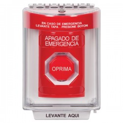 SS2035PO-ES STI Red Indoor/Outdoor Flush Momentary (Illuminated) Stopper Station with EMERGENCY POWER OFF Label Spanish