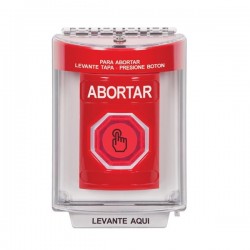 SS2036AB-ES STI Red Indoor/Outdoor Flush Momentary (Illuminated) with Red Lens Stopper Station with ABORT Label Spanish