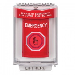 SS2036EM-EN STI Red Indoor/Outdoor Flush Momentary (Illuminated) with Red Lens Stopper Station with EMERGENCY Label English SS2036EM-EN STI Red Indoor/Outdoor Flush Momentary (Illuminated) with Red Lens Stopper Station with EMERGENCY Label English