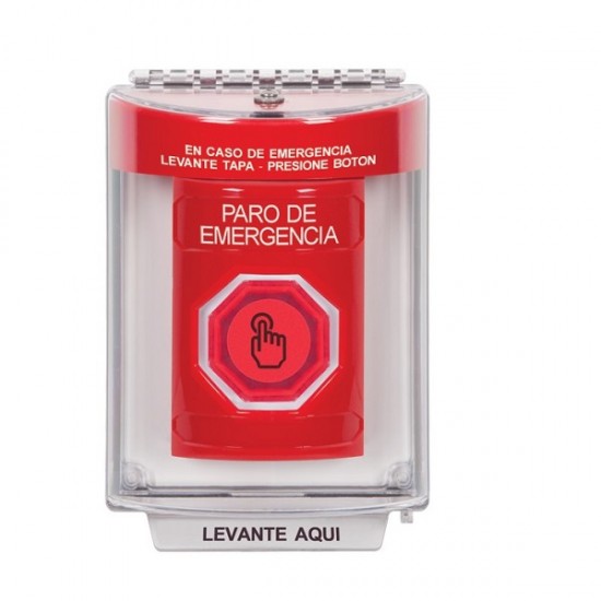 SS2036ES-ES STI Red Indoor/Outdoor Flush Momentary (Illuminated) Stopper Station w/ EMERGENCY STOP Spanish