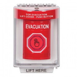 SS2036EV-EN STI Red Indoor/Outdoor Flush Momentary (Illuminated) with Red Lens Stopper Station with EVACUATION Label English