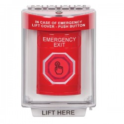 SS2036EX-EN STI Red Indoor/Outdoor Flush Momentary (Illuminated) Stopper Station w/ EMERGENCY EXIT Label