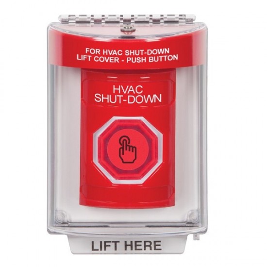 SS2036HV-EN STI Red Indoor/Outdoor Flush Momentary (Illuminated) Stopper Station w/ HVAC SHUT DOWN Label