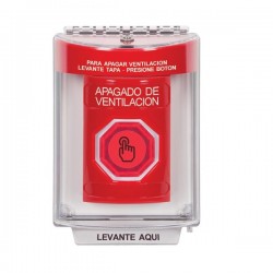 SS2036HV-ES STI Red Indoor/Outdoor Flush Momentary (Illuminated) Stopper Station w/ HVAC SHUT DOWN Spanish
