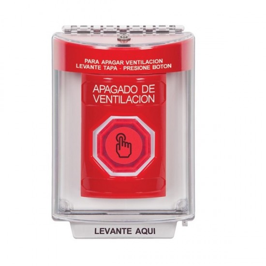 SS2036HV-ES STI Red Indoor/Outdoor Flush Momentary (Illuminated) Stopper Station w/ HVAC SHUT DOWN Spanish