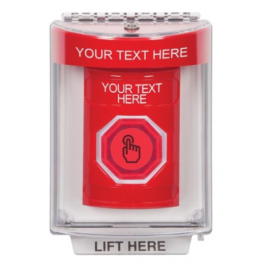SS2036ZA-EN STI Red Indoor/Outdoor Flush Momentary (Illuminated) Stopper Station w/ Custom Text Label