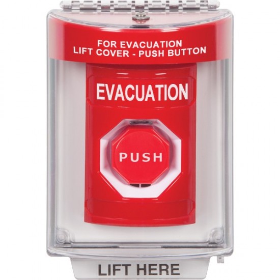SS2038EV-EN STI Red Indoor/Outdoor Flush Pneumatic (Illuminated) Stopper Station with EVACUATION Label English