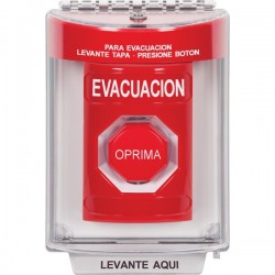 SS2038EV-ES STI Red Indoor/Outdoor Flush Pneumatic (Illuminated) Stopper Station with EVACUATION Label Spanish