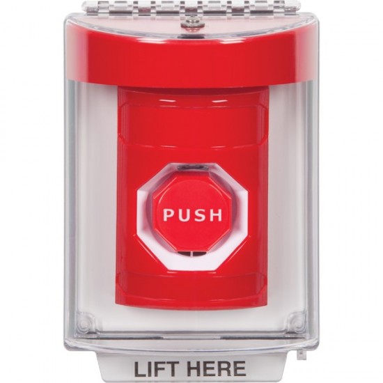 SS2038NT-EN STI Red Indoor/Outdoor Flush Pneumatic (Illuminated) Stopper Station with No Text Label English