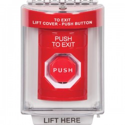 SS2038PX-EN STI Red Indoor/Outdoor Flush Pneumatic (Illuminated) Stopper Station with PUSH TO EXIT Label English