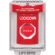 SS2039LD-EN STI Red Indoor/Outdoor Flush Turn-to-Reset (Illuminated) Stopper Station with LOCKDOWN Label English