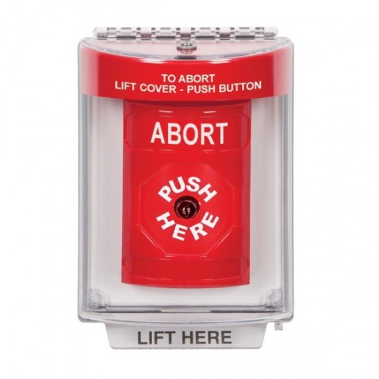 SS2040AB-EN STI Red Indoor/Outdoor Flush w/ Horn Key-to-Reset Stopper Station with ABORT Label English