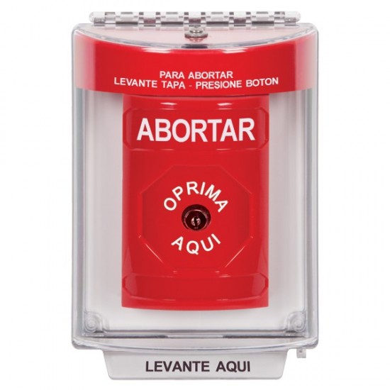 SS2040AB-ES STI Red Indoor/Outdoor Flush w/ Horn Key-to-Reset Stopper Station with ABORT Label Spanish
