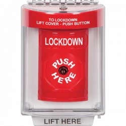 SS2040LD-EN STI Red Indoor/Outdoor Flush w/ Horn Key-to-Reset Stopper Station with LOCKDOWN Label English