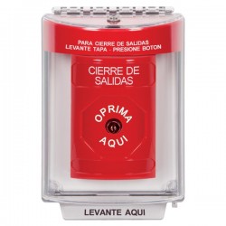 SS2040LD-ES STI Red Indoor/Outdoor Flush w/ Horn Key-to-Reset Stopper Station with LOCKDOWN Label Spanish