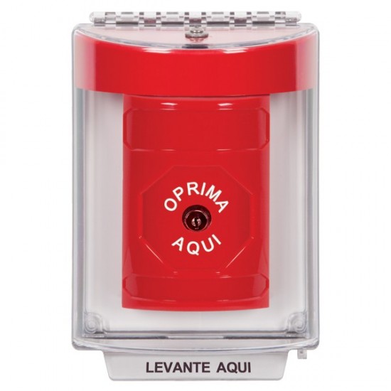 SS2040NT-ES STI Red Indoor/Outdoor Flush w/ Horn Key-to-Reset Stopper Station with No Text Label Spanish