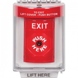 SS2040XT-EN STI Red Indoor/Outdoor Flush w/ Horn Key-to-Reset Stopper Station with EXIT Label English