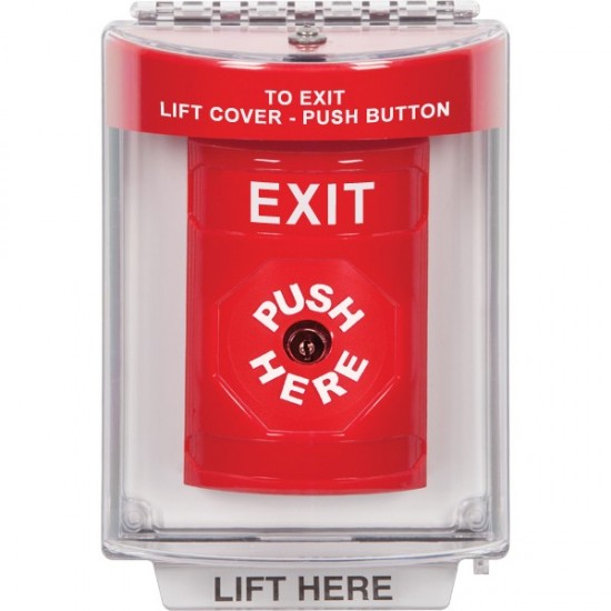 SS2040XT-EN STI Red Indoor/Outdoor Flush w/ Horn Key-to-Reset Stopper Station with EXIT Label English