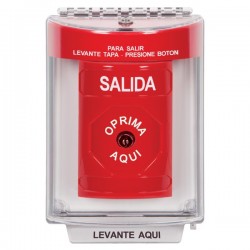 SS2040XT-ES STI Red Indoor/Outdoor Flush w/ Horn Key-to-Reset Stopper Station with EXIT Label Spanish