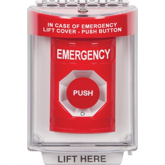 SS2041EM-EN STI Red Indoor/Outdoor Flush w/ Horn Turn-to-Reset Stopper Station with EMERGENCY Label English SS2041EM-EN STI Red Indoor/Outdoor Flush w/ Horn Turn-to-Reset Stopper Station with EMERGENCY Label English