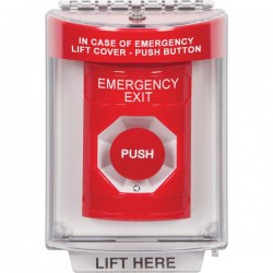 SS2041EX-EN STI Red Indoor/Outdoor Flush w/ Horn Turn-to-Reset Stopper Station with EMERGENCY EXIT Label English
