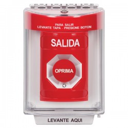 SS2041XT-ES STI Red Indoor/Outdoor Flush w/ Horn Turn-to-Reset Stopper Station with EXIT Label Spanish