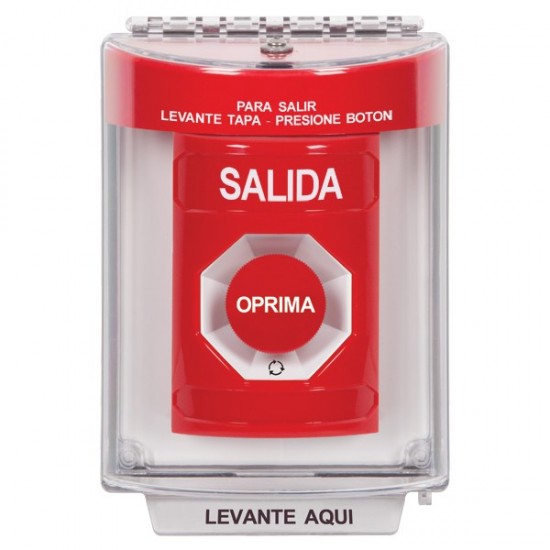 SS2041XT-ES STI Red Indoor/Outdoor Flush w/ Horn Turn-to-Reset Stopper Station with EXIT Label Spanish