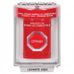 SS2042PS-ES STI Red Indoor/Outdoor Flush w/ Horn Key-to-Reset Stopper Station w/ FUEL PUMP SHUT DOWN Spanish