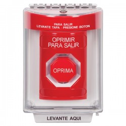 SS2042PX-ES STI Red Indoor/Outdoor Flush w/ Horn Key-to-Reset (Illuminated) Stopper Station with PUSH TO EXIT Label Spanish