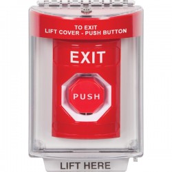 SS2042XT-EN STI Red Indoor/Outdoor Flush w/ Horn Key-to-Reset (Illuminated) Stopper Station with EXIT Label English