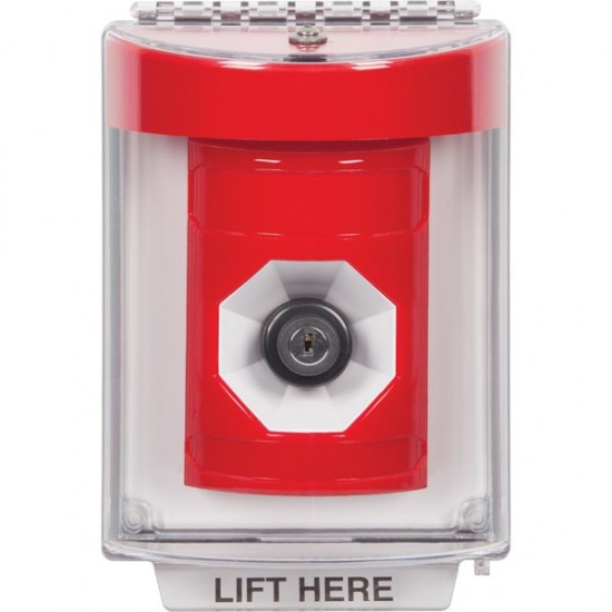 SS2043NT-EN STI Red Indoor/Outdoor Flush w/ Horn Key-to-Activate Stopper Station with No Text Label English