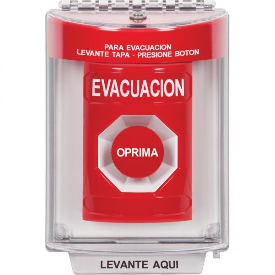 SS2044EV-ES STI Red Indoor/Outdoor Flush w/ Horn Momentary Stopper Station with EVACUATION Label Spanish