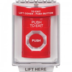 SS2044PX-EN STI Red Indoor/Outdoor Flush w/ Horn Momentary Stopper Station with PUSH TO EXIT Label English