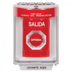 SS2044XT-ES STI Red Indoor/Outdoor Flush w/ Horn Momentary Stopper Station with EXIT Label Spanish